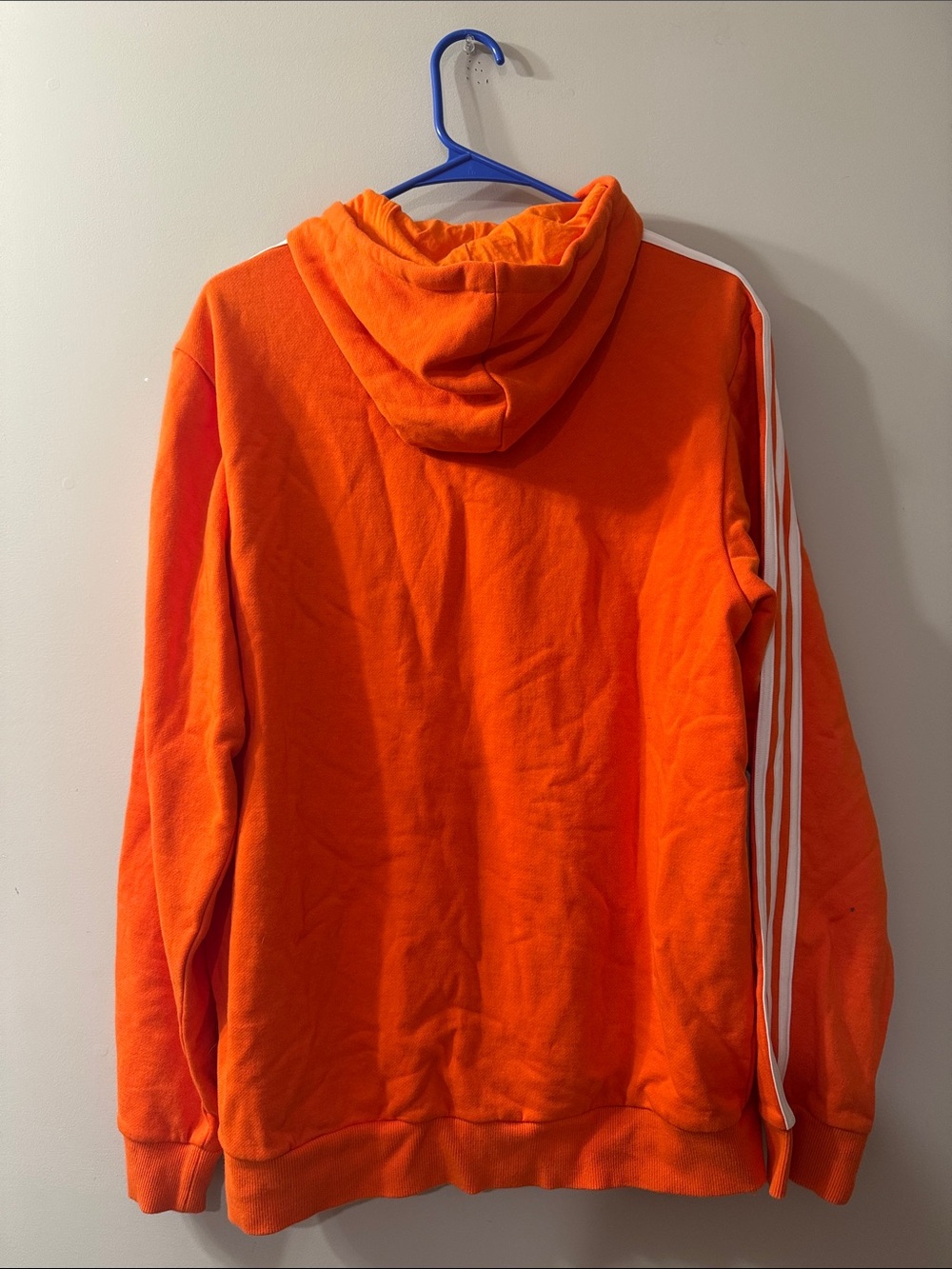 adidas Originals Orange Hoodie with White Logo & Three Stripes - Picture 2 of 2